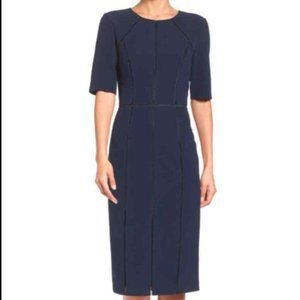 Maggy London Navy Sheath with Black Seam Detail Size 4